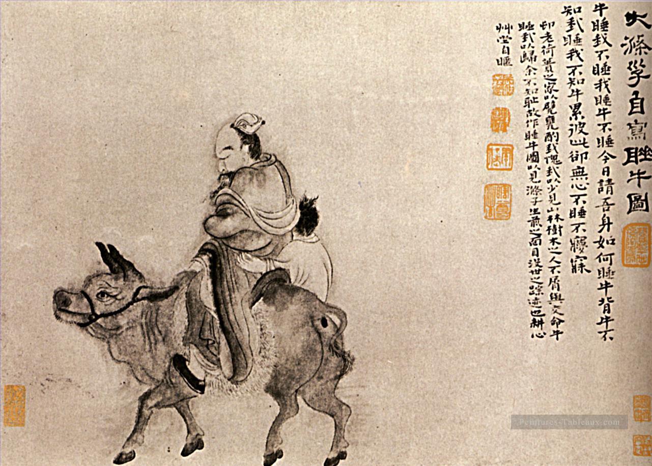 Shitao retour à la maison après une nuit d’ivresse 1707 vieille encre de Chine Peintures à l'huile